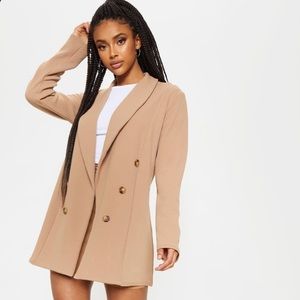 PrettyLittleThing Camel Oversized Button Detail Blazer